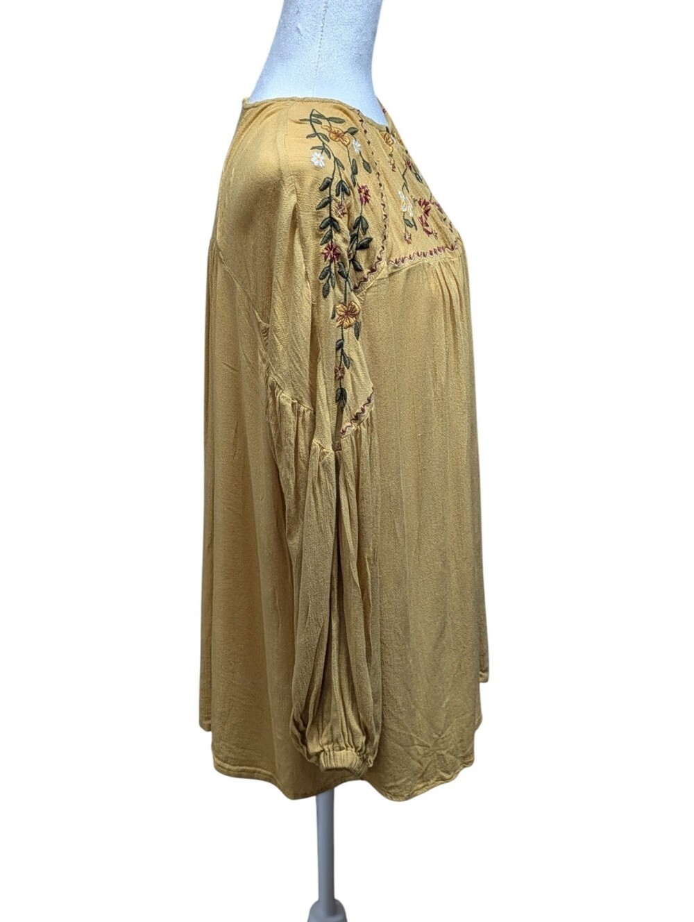 Serene Bohemian Yellow Embroidered Boho Top Size XXL - Picture 5 of 10
